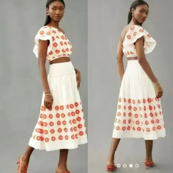 Anthropologie Dresses & Skirts - NWT Anthropologie Floral Two-Piece Skirt Top Set - Large